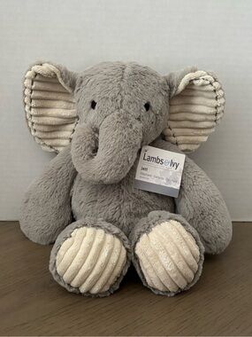 Lambs & Ivy Jungle Safari Gray Plush Elephant Stuffed Animal Toy Plushie - Jett